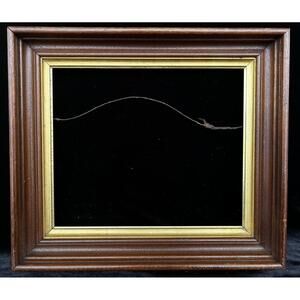 Antique Victorian Primitive 10 x 12 Deep Walnut Gold Gilt Picture Sampler Frame